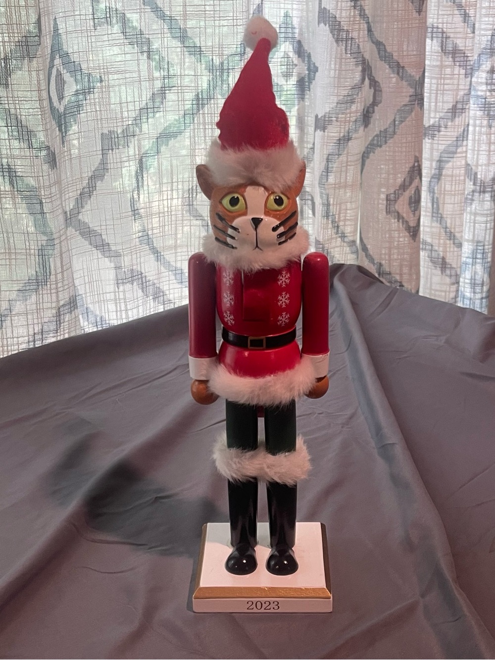 Target Red and Black Cat Nutcracker Figurine with White Trim